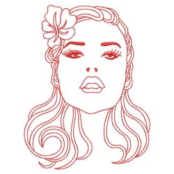 Redwork Pretty Woman 09(Lg) machine embroidery designs