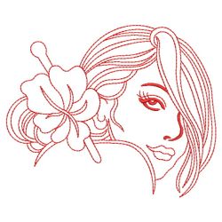 Redwork Pretty Woman 11(Lg) machine embroidery designs