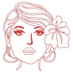 Redwork Pretty Woman 12(Lg) machine embroidery designs