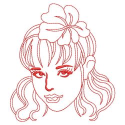 Redwork Pretty Woman 13(Md) machine embroidery designs