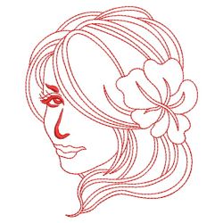 Redwork Pretty Woman 14(Lg) machine embroidery designs