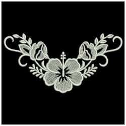 White Work Hibiscus 05(Sm) machine embroidery designs