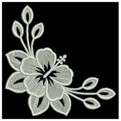 White Work Hibiscus 08(Sm) machine embroidery designs