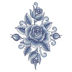 Delft Blue Roses 05(Lg) machine embroidery designs