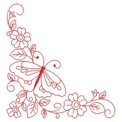 Redwork Butterfly Corner 01(Lg) machine embroidery designs