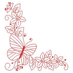 Redwork Butterfly Corner 02(Lg) machine embroidery designs