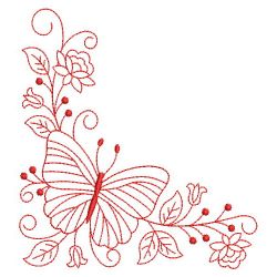 Redwork Butterfly Corner 04(Lg) machine embroidery designs