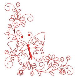 Redwork Butterfly Corner 05(Lg) machine embroidery designs