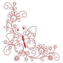 Redwork Butterfly Corner 05(Md) machine embroidery designs