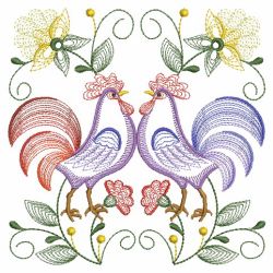 Rippled Rooster And Hen 08(Md) machine embroidery designs