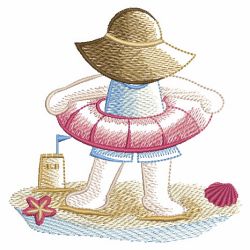 Sketched Sunbonnet At The Beach 02(Sm) machine embroidery designs