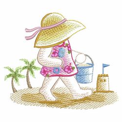 Sketched Sunbonnet At The Beach 05(Md) machine embroidery designs