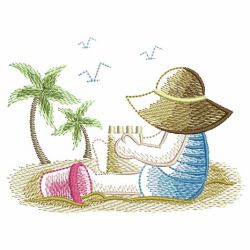 Sketched Sunbonnet At The Beach 09(Sm) machine embroidery designs