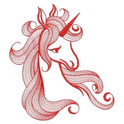 Redwork Magical Unicorn 04(Sm)