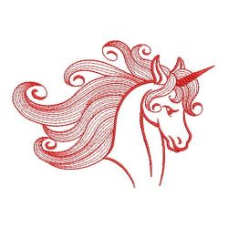 Redwork Magical Unicorn 05(Lg) machine embroidery designs