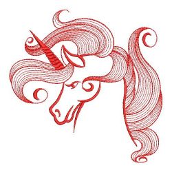 Redwork Magical Unicorn 09(Sm)