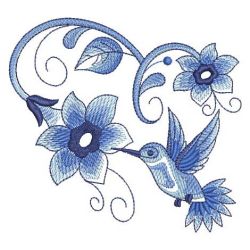 Delft Blue Hummingbirds 07(Sm) machine embroidery designs