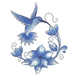 Delft Blue Hummingbirds 10(Sm) machine embroidery designs