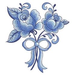 Delft Blue Roses 2 11(Md) machine embroidery designs