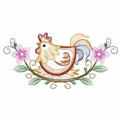 Rippled Rooster And Hen 3 05(Sm) machine embroidery designs