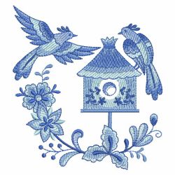 Delft Blue Birdhouses(Md) machine embroidery designs