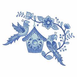 Delft Blue Birdhouses 02(Md) machine embroidery designs