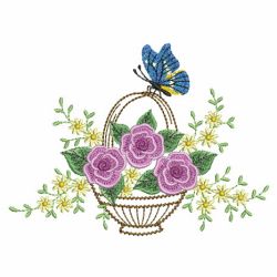 Flower Basket And Butterflies 01(Sm) machine embroidery designs