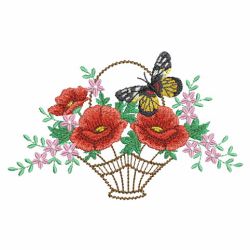 Flower Basket And Butterflies 02(Sm) machine embroidery designs