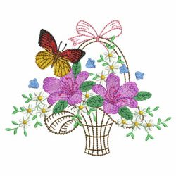 Flower Basket And Butterflies 03(Md) machine embroidery designs