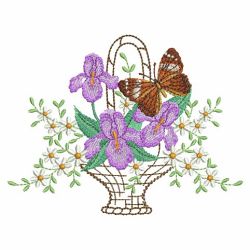 Flower Basket And Butterflies 05(Md) machine embroidery designs
