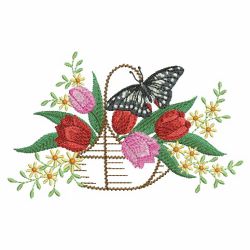 Flower Basket And Butterflies 06(Md) machine embroidery designs