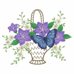 Flower Basket And Butterflies 09(Sm) machine embroidery designs