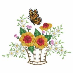 Flower Basket And Butterflies 10(Lg) machine embroidery designs