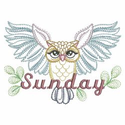 Days Of The Week Owls 01(Md) machine embroidery designs