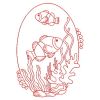 Redwork Underwater Scene Ovals(Lg)