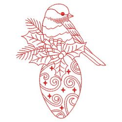 Redwork Bird On Ornaments 03(Lg)