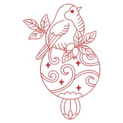 Redwork Bird On Ornaments 04(Lg)