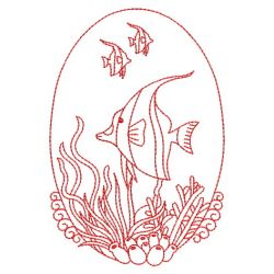 Redwork Underwater Scene Ovals 04(Sm) machine embroidery designs