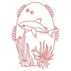 Redwork Underwater Scene Ovals 06(Sm) machine embroidery designs