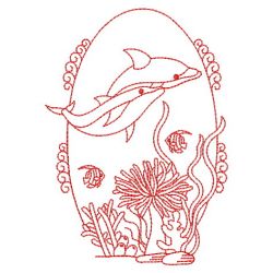 Redwork Underwater Scene Ovals 07(Lg) machine embroidery designs