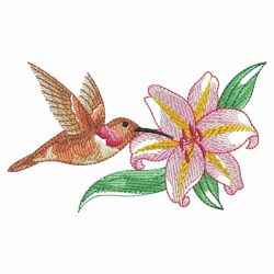 Watercolor Hummingbird And Flowers 2 03(Lg)