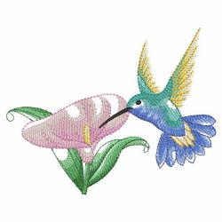 Watercolor Hummingbird And Flowers 2 04(Lg)