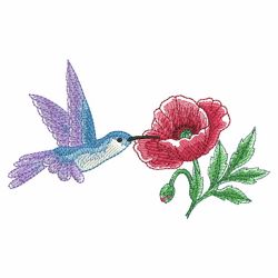 Watercolor Hummingbird And Flowers 2 05(Sm)