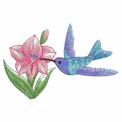 Watercolor Hummingbird And Flowers 2 07(Lg)