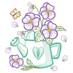 Vintage Flowering Watering Can 06(Sm) machine embroidery designs