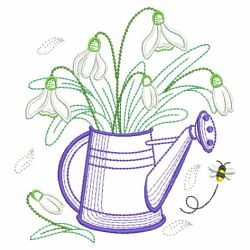 Vintage Flowering Watering Can 10(Lg) machine embroidery designs