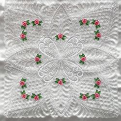 Trapunto Rose Quilt Block 09(Lg) machine embroidery designs