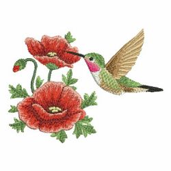 Watercolor Hummingbird And Flowers 3 05