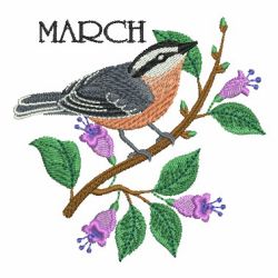 Monthly Birds 03(Sm) machine embroidery designs