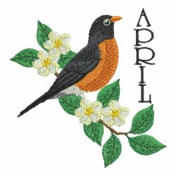 Monthly Birds 04(Lg) machine embroidery designs